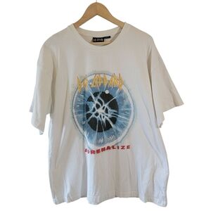 VTG Def Leppard Adrenalin White Mens T-Shirt S/M Short Sleeve One Eye Lightning